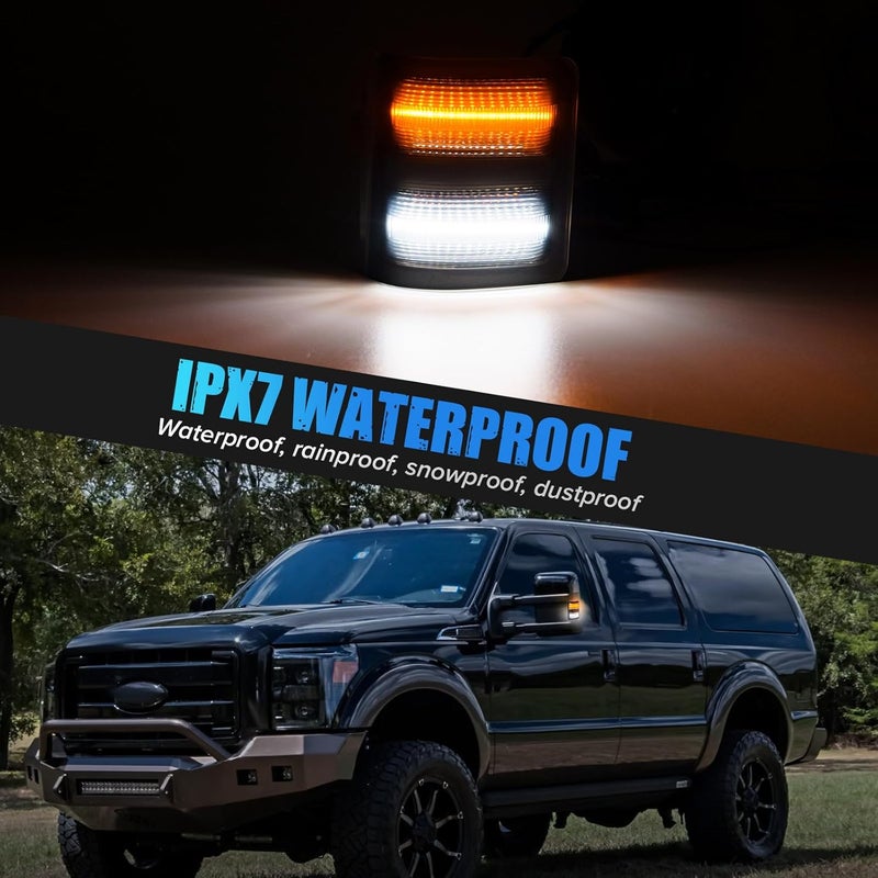 LUDARM LED tow Mirror turn Signal light Compatible with 2008-2016 F250 F350 F450 F550 super duty 2013-2014 Switchback lower White upper Amber Mirror Blinker Light 2PCS smoke Lens - Image 5